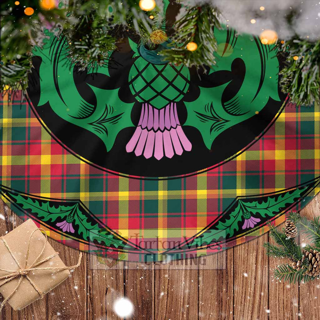 Tartan Vibes Clothing Maple Leaf Canada Tartan Christmas Tree Skirt Scottish Thistle Style