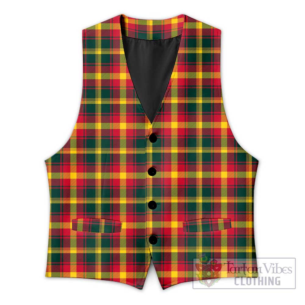 Tartan Vibes Clothing Maple Leaf Canada Tartan Men's Sleeveless Suit Vest