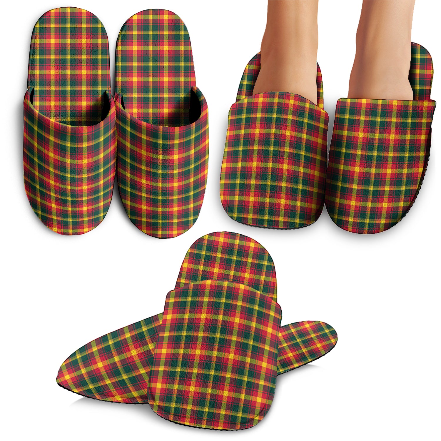 Maple Leaf Canada Tartan Home Slippers - Tartanvibesclothing