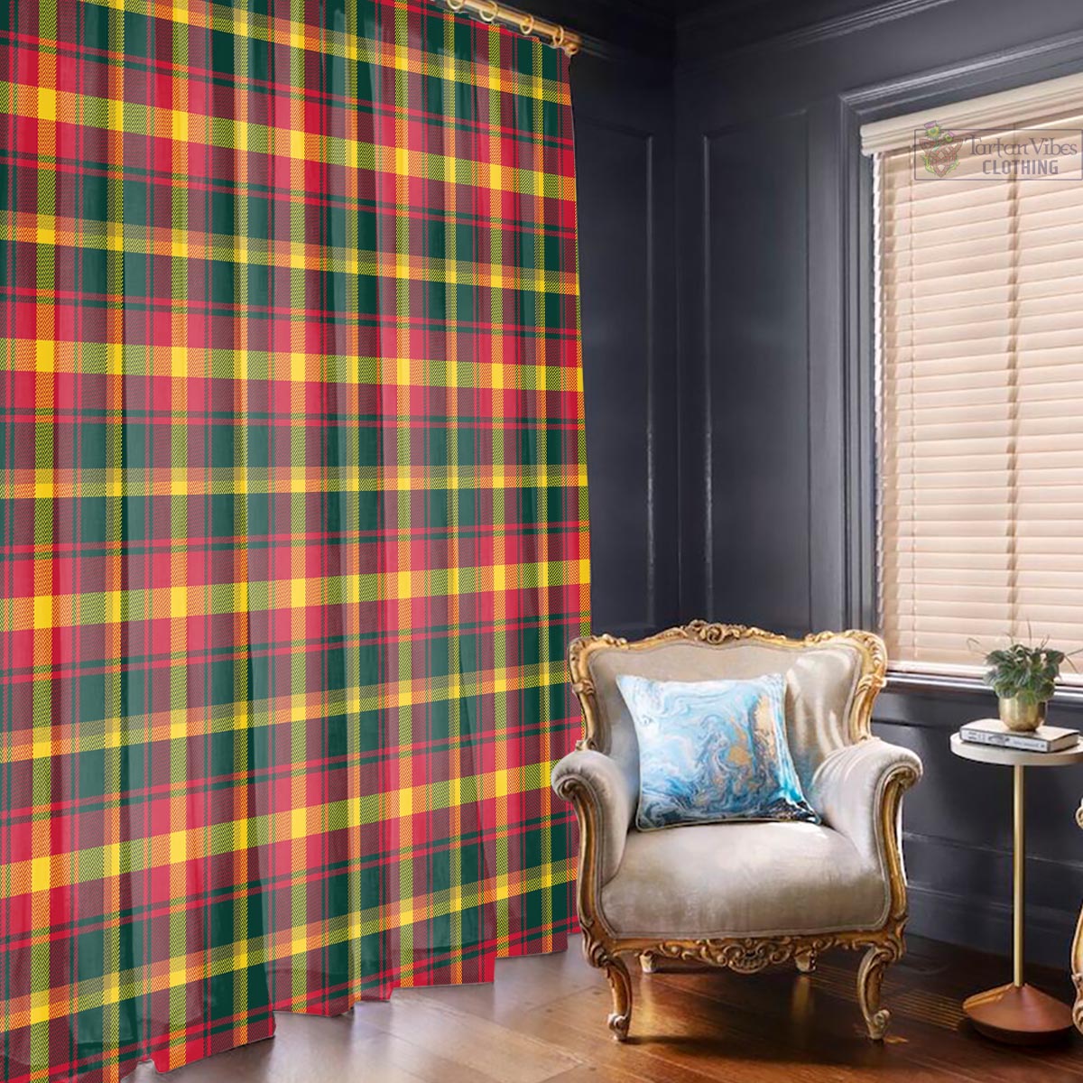 Maple Leaf Canada Tartan Window Curtain