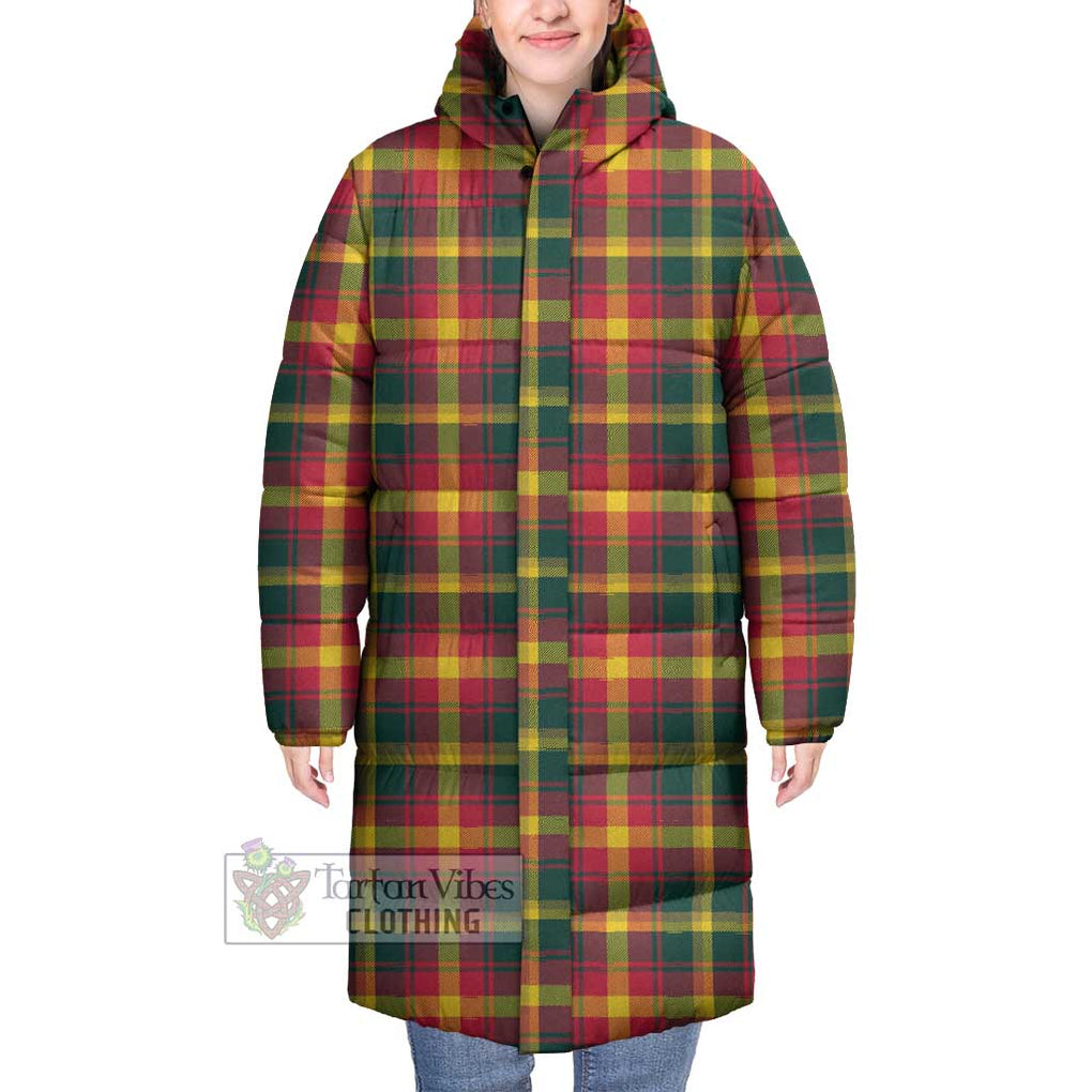 Tartan Vibes Clothing Maple Leaf Canada Tartan Long Down Jacket