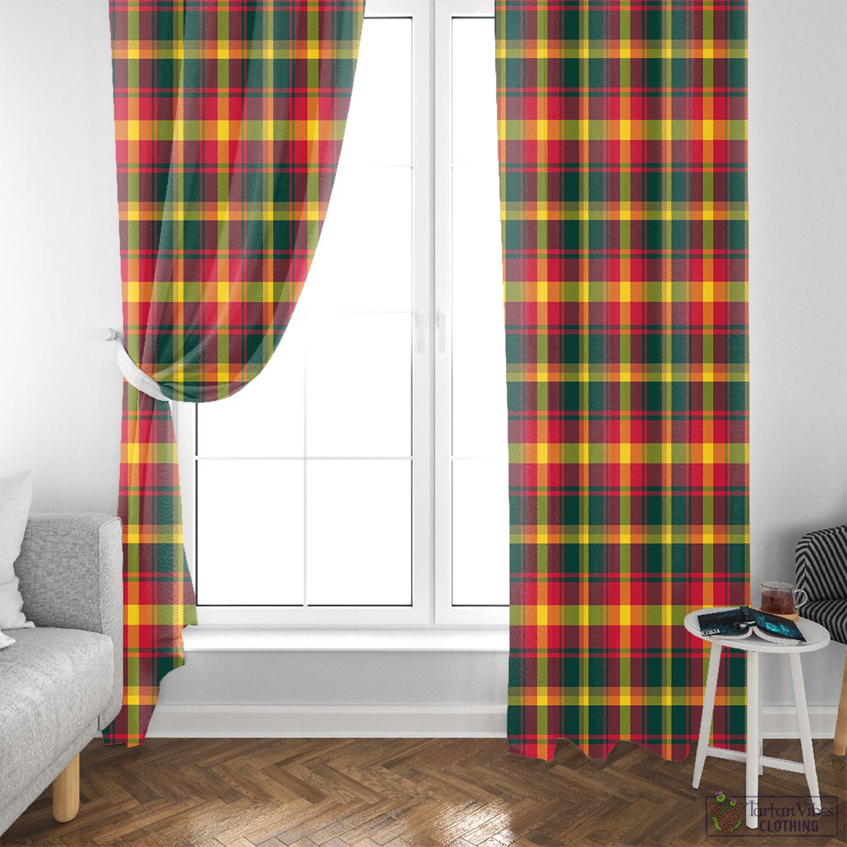 Maple Leaf Canada Tartan Window Curtain