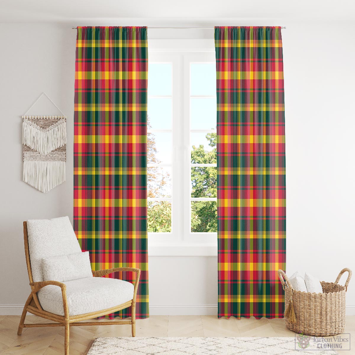 Maple Leaf Canada Tartan Window Curtain