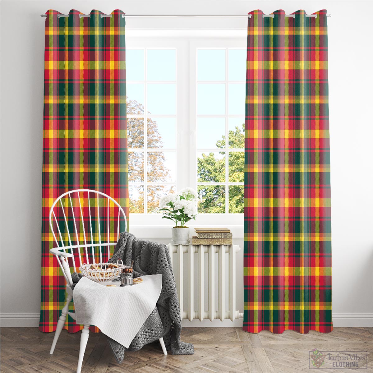 Maple Leaf Canada Tartan Window Curtain