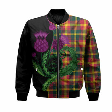 Maple Leaf Canada Tartan Bomber Jacket Traditional Scottish Thistle Unisex Black - Tartan Vibes Clothing