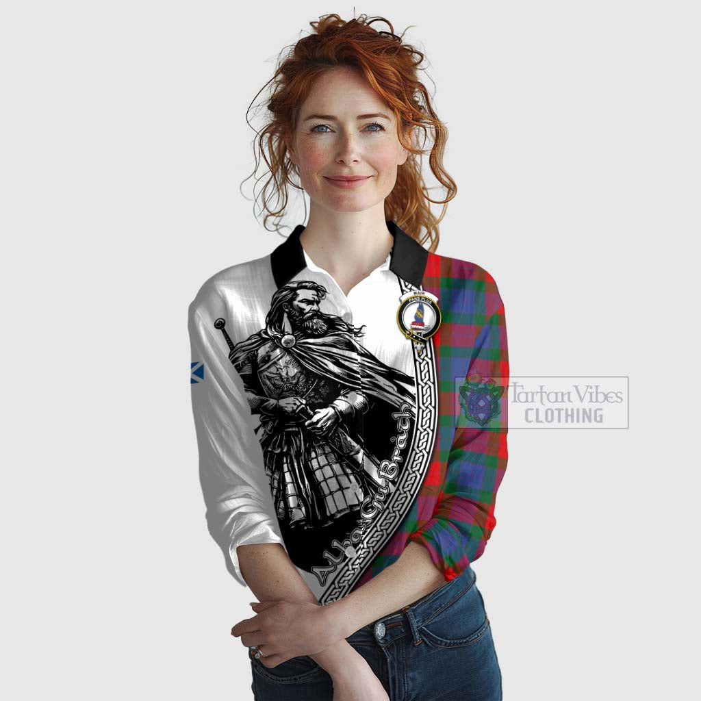 Mar Tartan Clan Crest Women's Casual Shirt with Highlander Warrior Celtic Style Female - Tartan Vibes Clothing