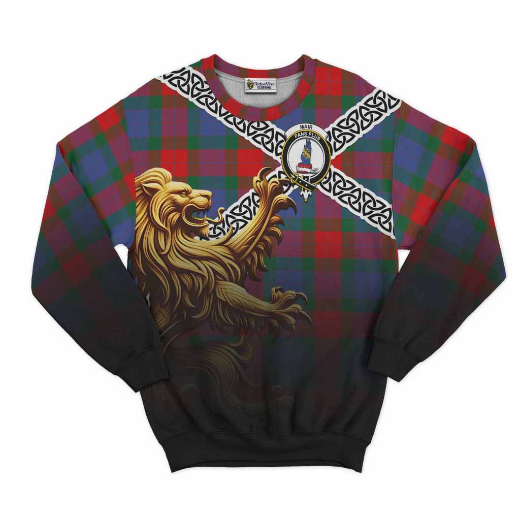 Mar Crest Tartan Sweatshirt with Golden Lion Emblem Celtic Style Unisex - Tartan Vibes Clothing