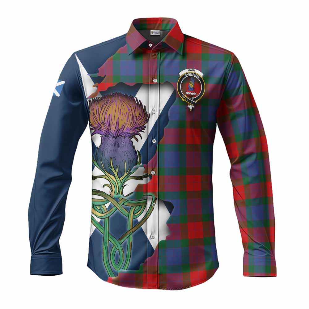 Mar Tartan Family Crest Long Sleeve Button Shirt Scottish Thistle Celtic Inspired Men's Shirt S - Tartan Vibes Clothing