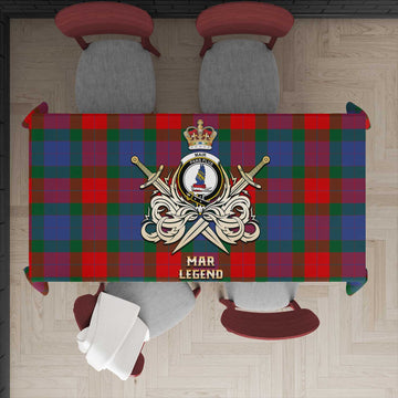 Mar Tartan Tablecloth with Clan Crest and the Golden Sword of Courageous Legacy - Tartan Vibes Clothing