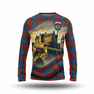 Mar Tartan Family Crest Long Sleeve T-Shirt with Scottish Ancient Castle Style Unisex - Tartan Vibes Clothing