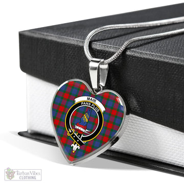 Mar Tartan Heart Necklace with Family Crest Luxury Necklace (Silver) No - Tartan Vibes Clothing
