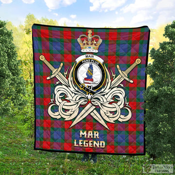 Mar Tartan Quilt with Clan Crest and the Golden Sword of Courageous Legacy Super King Quilt 91" x 110" - Tartan Vibes Clothing