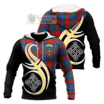 Mar Tartan Knitted Hoodie with Family Crest and Celtic Symbol Style