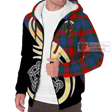 Mar Tartan Sherpa Hoodie with Family Crest and Celtic Symbol Style - Tartan Vibes Clothing