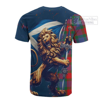 Mar Tartan Family Crest Cotton T-shirt with Scottish Majestic Lion - Tartan Vibes Clothing