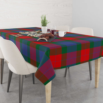 Mar Tartan Tablecloth with Clan Crest and the Golden Sword of Courageous Legacy - Tartan Vibes Clothing