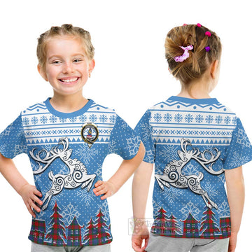 Mar Clan Christmas Kid T-Shirt Celtic Reindeer Style - Tartan Vibes Clothing