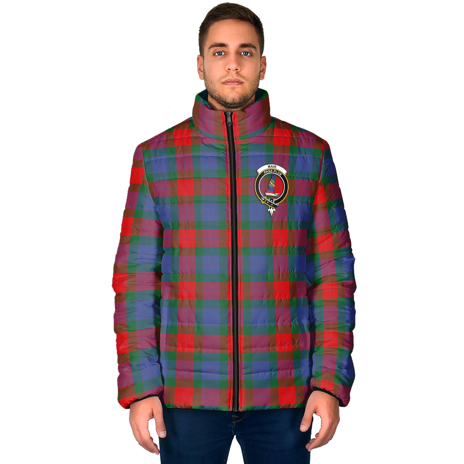 Mar Tartan Padded Jacket with Family Crest - Tartan Vibes Clothing