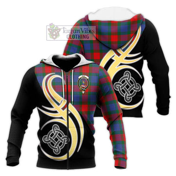 Mar Tartan Knitted Hoodie with Family Crest and Celtic Symbol Style