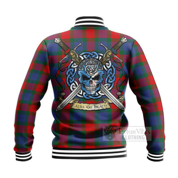 Mar Tartan Baseball Jacket with Family Crest Celtic Skull Style - Tartan Vibes Clothing
