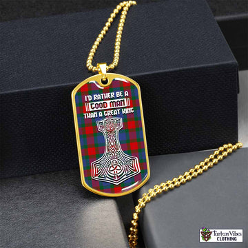 Mar Tartan Dog Tag Necklace Viking Mjolnir Style Gold No - Tartan Vibes Clothing