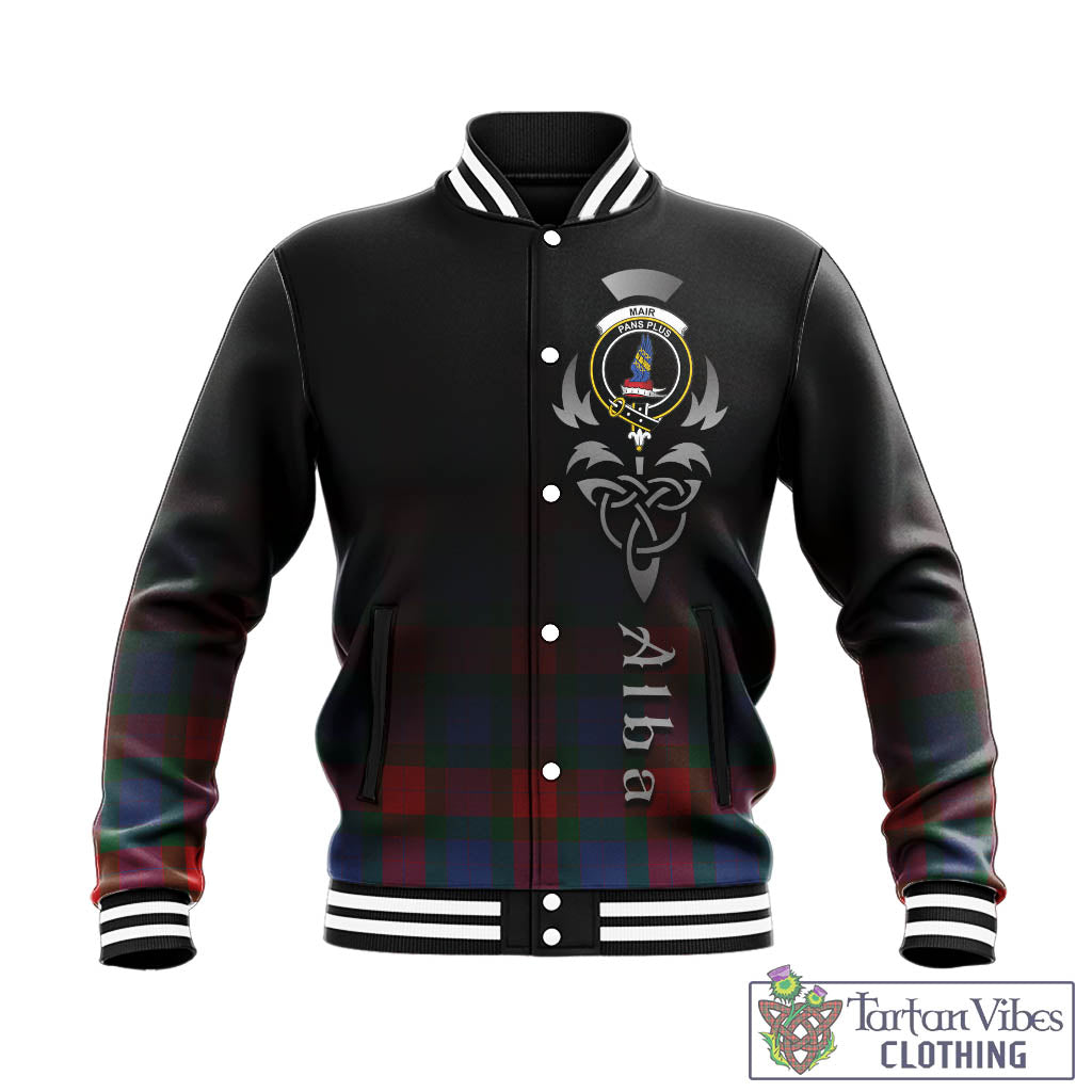 Tartan Vibes Clothing Mar Tartan Baseball Jacket Featuring Alba Gu Brath Family Crest Celtic Inspired