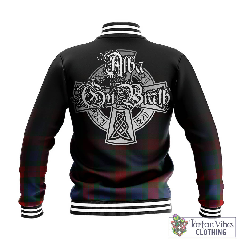 Tartan Vibes Clothing Mar Tartan Baseball Jacket Featuring Alba Gu Brath Family Crest Celtic Inspired