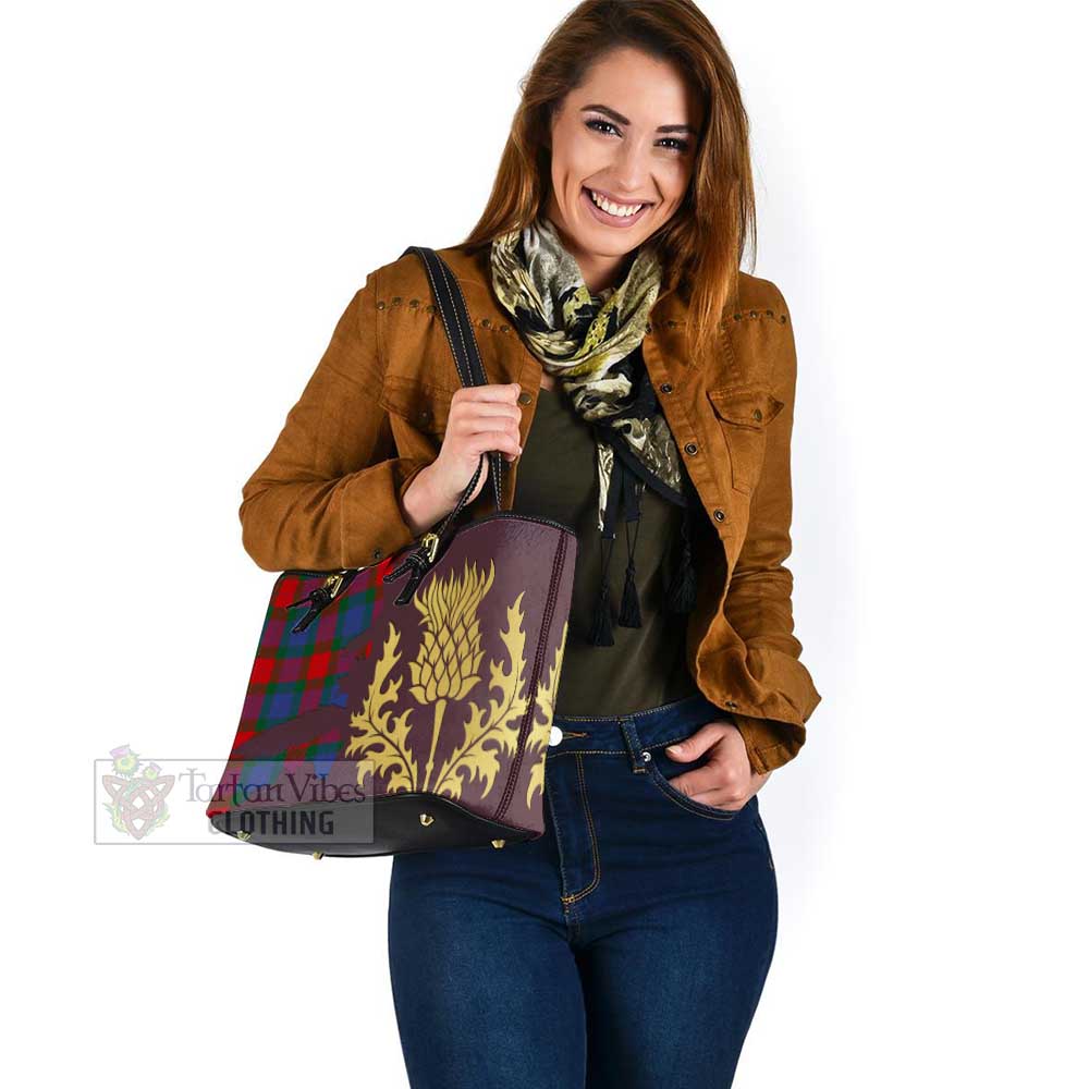 Mar Tartan Leather Tote Bag Gold Thistle Style - Tartan Vibes Clothing