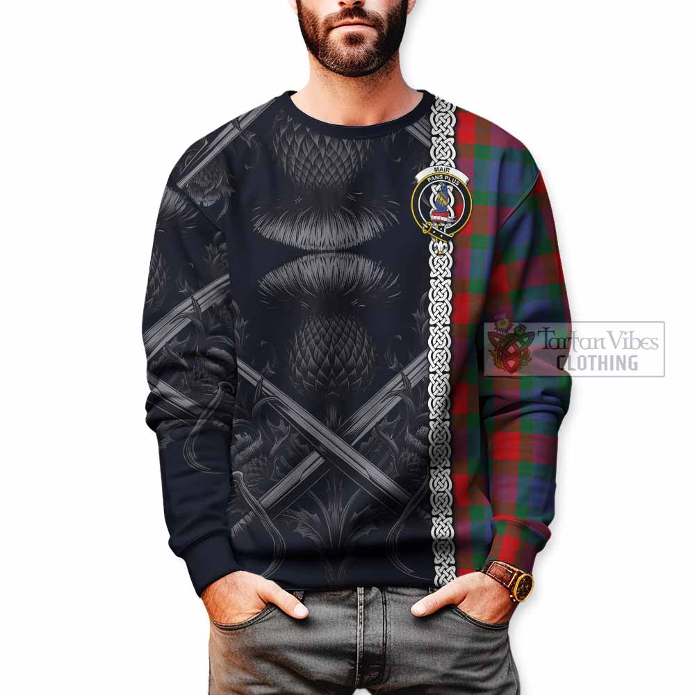 Mar Tartan Sweatshirt with Family Crest Cross Sword Thistle Celtic Vibes - Tartan Vibes Clothing