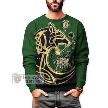 Mar Tribe Tartan Sweatshirt with Family Crest Celtic Wolf Style