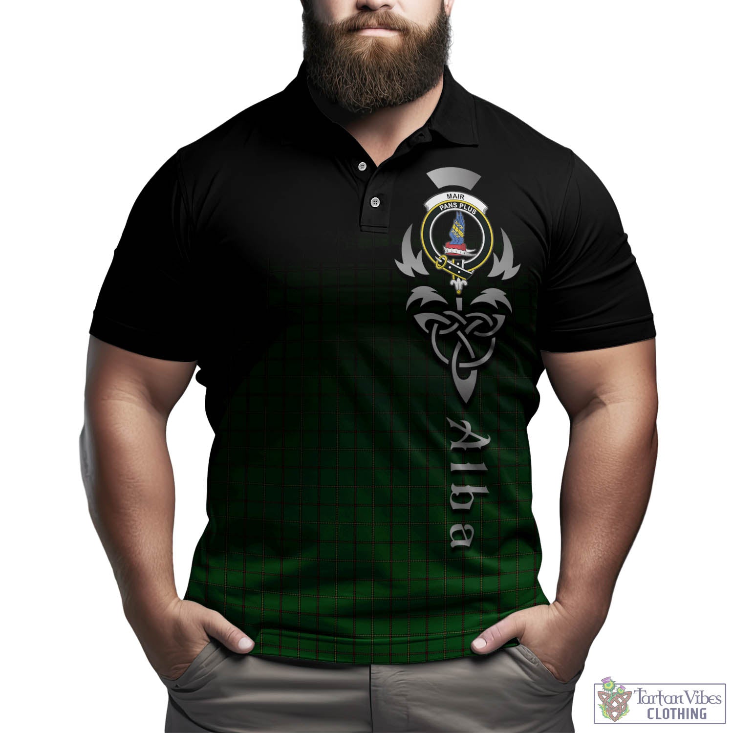 Tartan Vibes Clothing Mar Tribe Tartan Polo Shirt Featuring Alba Gu Brath Family Crest Celtic Inspired