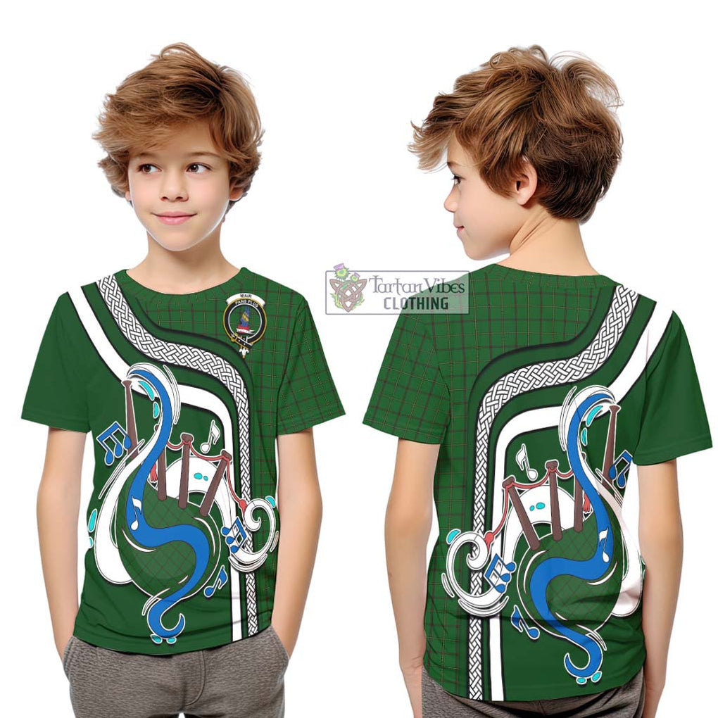 Tartan Vibes Clothing Mar Tribe Tartan Kid T-Shirt with Epic Bagpipe Style