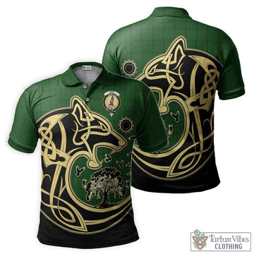 Mar Tribe Tartan Polo Shirt with Family Crest Celtic Wolf Style