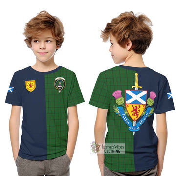 Mar Tribe Tartan Kid T-Shirt Alba with Scottish Lion Royal Arm Half Style