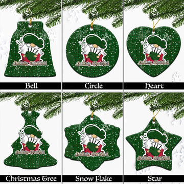 Mar Tribe Tartan Christmas Ceramic Ornaments with Scottish Gnome Playing Bagpipes