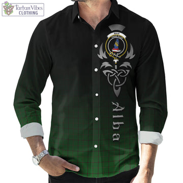 Mar Tribe Tartan Long Sleeve Button Up Featuring Alba Gu Brath Family Crest Celtic Inspired