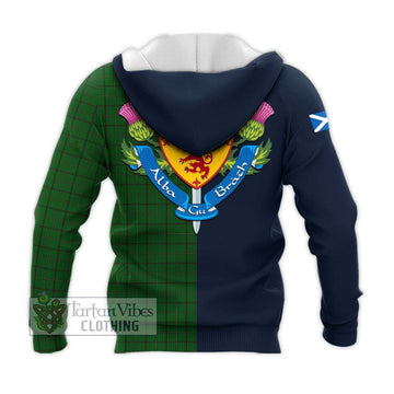 Mar Tribe Tartan Knitted Hoodie Alba with Scottish Lion Royal Arm Half Style