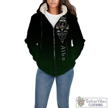 Mar Tribe Tartan Sherpa Hoodie Featuring Alba Gu Brath Family Crest Celtic Inspired