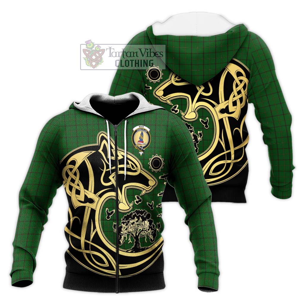 Tartan Vibes Clothing Mar Tribe Tartan Knitted Hoodie with Family Crest Celtic Wolf Style