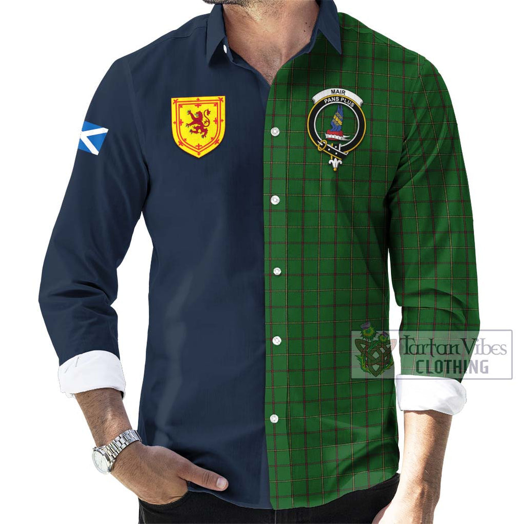 Tartan Vibes Clothing Mar Tribe Tartan Long Sleeve Button Shirt with Scottish Lion Royal Arm Half Style