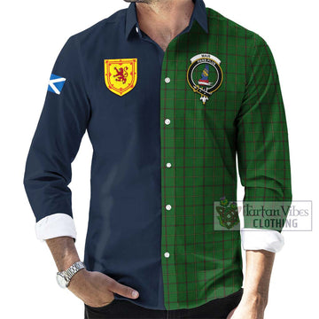 Mar Tribe Tartan Long Sleeve Button Shirt Alba with Scottish Lion Royal Arm Half Style