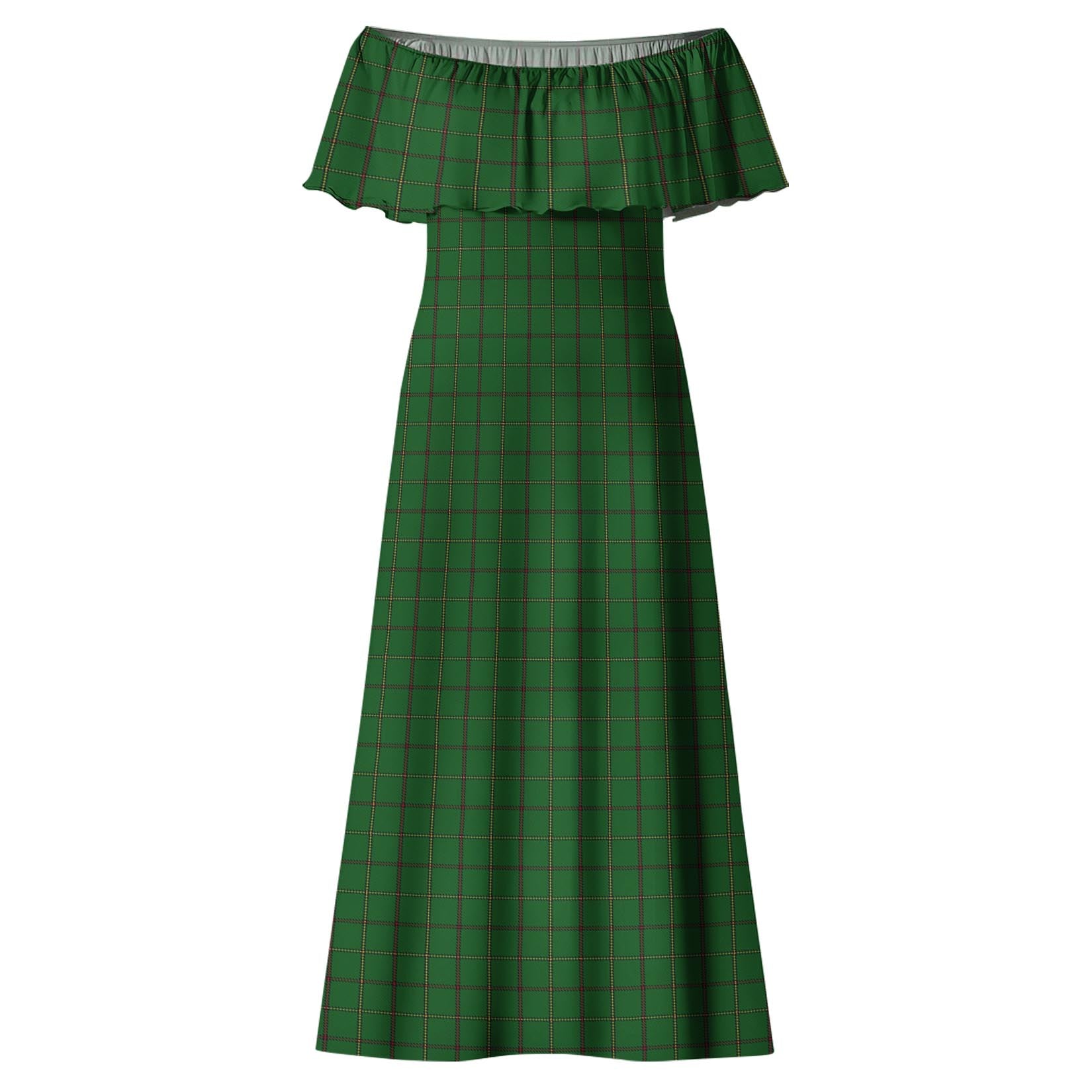 Mar Tribe Tartan Off Shoulder Long Dress - Tartanvibesclothing