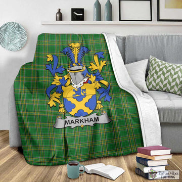 Markham Irish Clan Tartan Blanket with Coat of Arms - Tartan Vibes Clothing