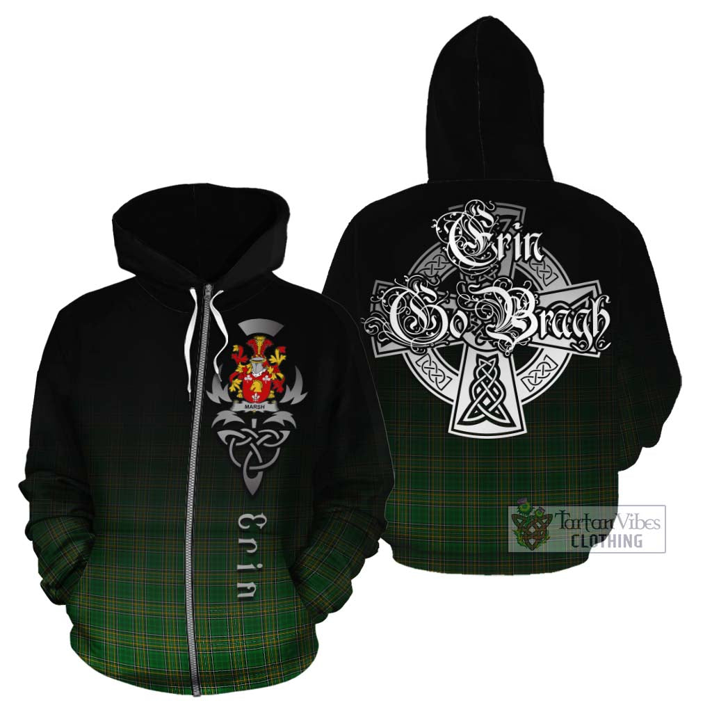 Marsh Irish Clan Cotton Hoodie with Coat of Arms Erin Go Bragh Celtic Inspired Zip Hoodie - Tartan Vibes Clothing