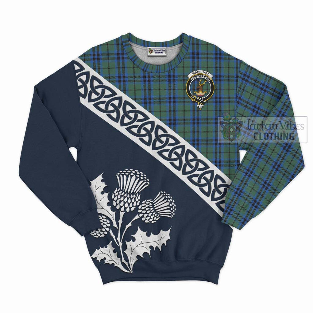 Tartan Vibes Clothing Marshall Tartan Sweatshirt Featuring Thistle and Scotland Map