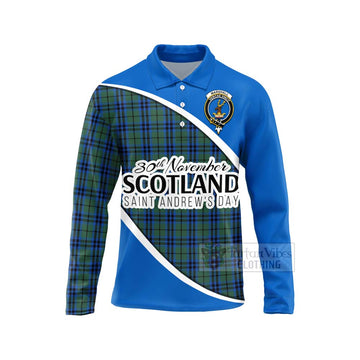 Marshall Family Crest Tartan Long Sleeve Polo Shirt Celebrate Saint Andrew's Day in Style