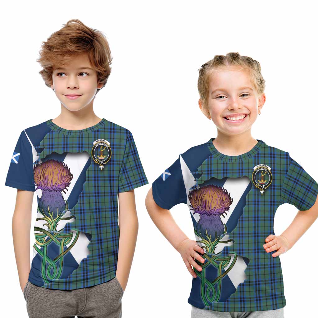 Marshall Tartan Family Crest Kid T-Shirt Scottish Thistle Celtic Inspired Youth XL Size14 - Tartan Vibes Clothing
