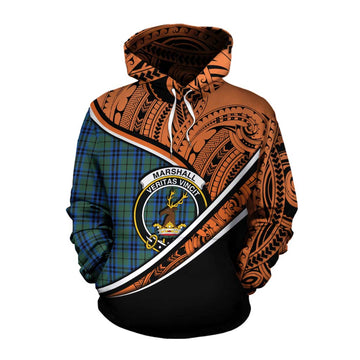 Marshall Crest Tartan Cotton Hoodie with Polynesian Vibes Style - Orange Version