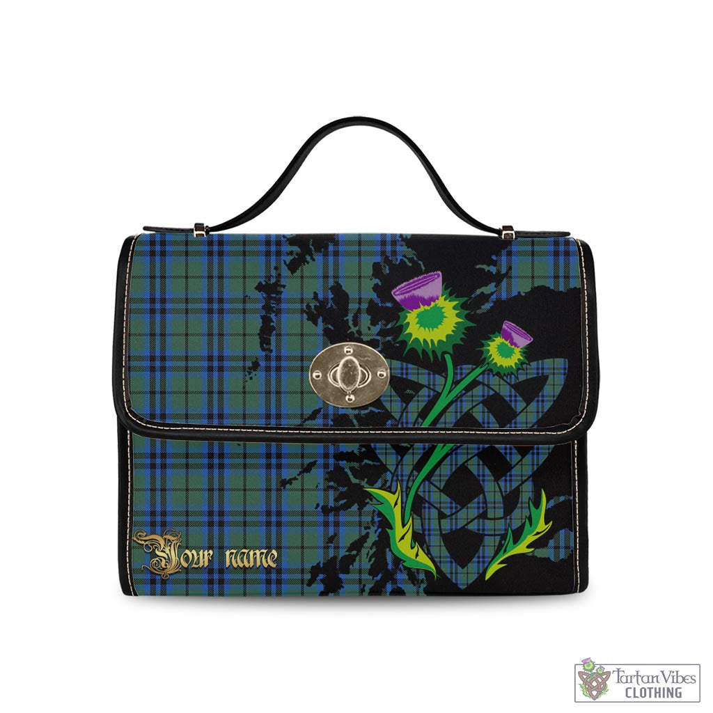 Tartan Vibes Clothing Marshall Tartan Waterproof Canvas Bag with Scotland Map and Thistle Celtic Accents