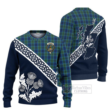 Marshall Tartan Ugly Sweater Featuring Thistle and Scotland Map